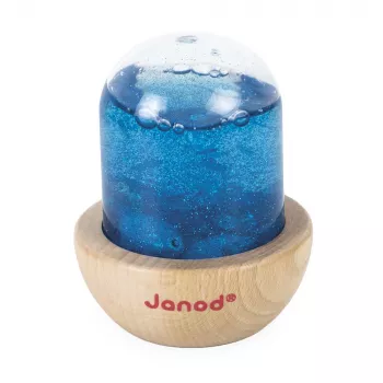 Glob de zăpadă senzorial Janod cu sclipici albastru 12m+