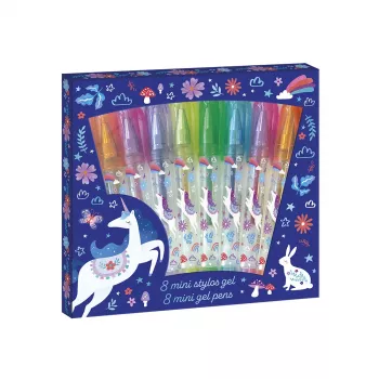 Pixuri gel Janod Gel Pens Mini 8 culori Unicorns Dreamland 6+