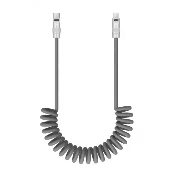 Cablu USB-C la USB-C Newell 100W, 1,5m, silicon, spiralat, gri