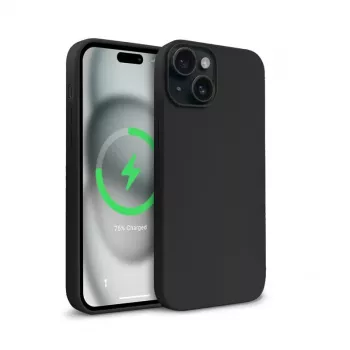 Husă magnetică Crong Color Cover pentru Apple iPhone 15 Plus cu MagSafe (neagră)
