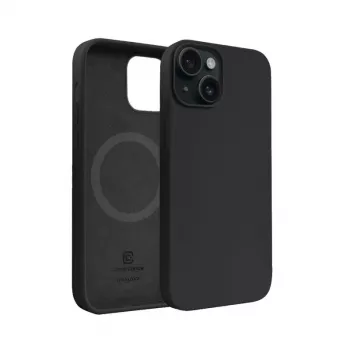 Husă magnetică Crong Color Cover pentru Apple iPhone 15 Plus cu MagSafe (neagră)