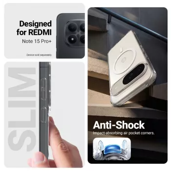 Husă magnetică Crong Hybrid Clear MagSafe pentru Xiaomi Redmi Note 15 Pro+ 5G (transparentă)