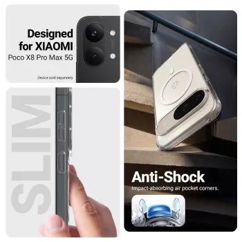 Husă magnetică Crong Hybrid Clear pentru Xiaomi POCO X8 Pro Max 5G, transparentă, compatibilă MagSafe