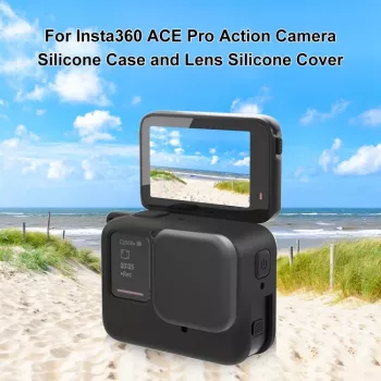 Husă de protecție din silicon PULUZ cu capac de obiectiv pentru Insta360 Ace Pro, neagră