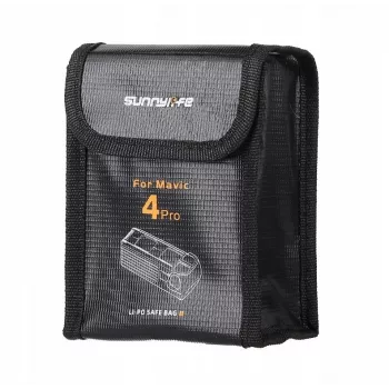 Husă ignifugă de depozitare pentru acumulatori SUNNYLIFE pentru DJI Mavic 4 Pro, pentru 2 acumulatori, neagră