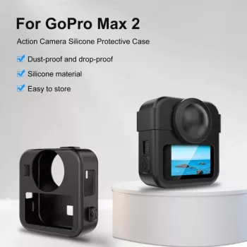 Kit 3 în 1 PULUZ cu carcasă de protecție, capac obiectiv și curea de mână pentru GoPro Max 2 - negru