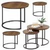 Set LEAN de 3 măsuțe de cafea rotunde 3 în 1, vintage, lemn natural, 51 cm, 40 cm, 30 cm