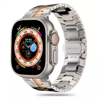 TECH-PROTECT STAINLESS LINE curea Apple Watch 44/45/46/49 mm titan/portocaliu