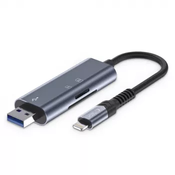 TECH-PROTECT ULTRABOOST cititor de carduri SD & Micro SD Lightning & USB gri