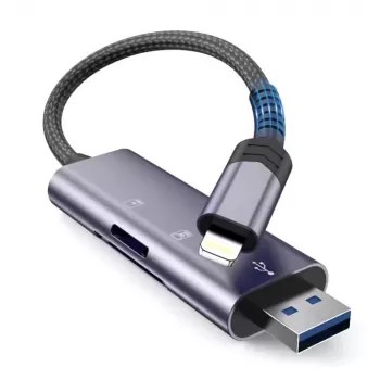 TECH-PROTECT ULTRABOOST cititor de carduri SD & Micro SD Lightning & USB gri
