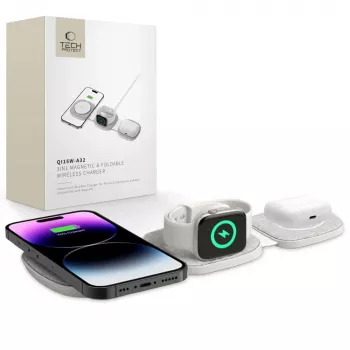 Tech-Protect QI15W-A32 3IN1 suport de încărcare wireless MagSafe gri