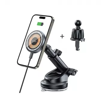 Încărcător wireless cu montare auto magnetic MagSafe TECH-PROTECT MM15W-V5 pentru bord și grilă, 15W, negru