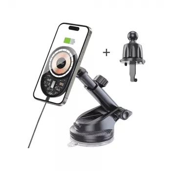 Încărcător wireless cu montare auto magnetic MagSafe TECH-PROTECT MM15W-V6 pentru bord și grilă, 15W, negru/interior