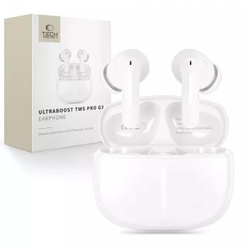 TECH-PROTECT ULTRABOOST căști TWS Earphone Pro G3 alb