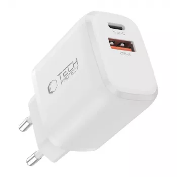 TECH-PROTECT NCA65W-GAN încărcător de rețea 2 porturi PD 65W / QC3.0 alb