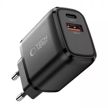 TECH-PROTECT NCA65W-GAN încărcător de rețea 2 porturi PD 65W / QC3.0 negru