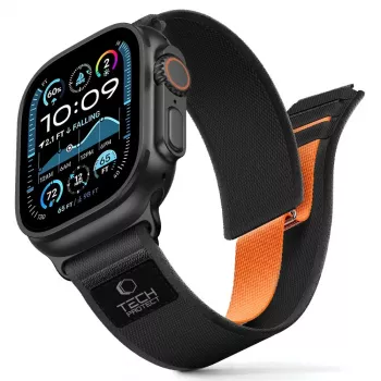 TECH-PROTECT NYLON ELITE Apple Watch 8 / 9 / 10 / 11 / SE / Ultra (44 / 45 / 46 / 49 mm) negru/portocaliu