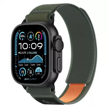 Curea TECH-PROTECT NYLON ELITE pentru APPLE WATCH 8 / 9 / 10 / 11 / SE / ULTRA (44 / 45 / 46 / 49 MM), verde/portocaliu