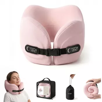 TECH-PROTECT COMFORTREST pernă de gât pentru călătorie roz