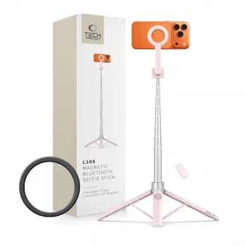 TECH-PROTECT L10S MagSafe Bluetooth selfie stick trepied roz/gri