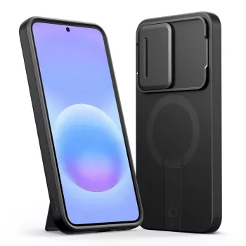 TECH-PROTECT Kevlar Aura MagSafe husă pentru Samsung Galaxy A57, negru/portocaliu