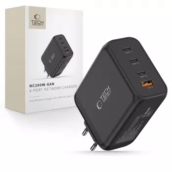TECH-PROTECT NC200W-GAN încărcător de rețea 4 porturi PD 200W / QC3.0 negru