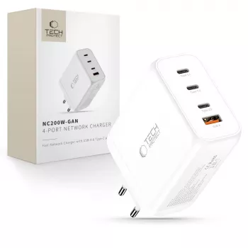 TECH-PROTECT NC200W-GAN încărcător de rețea 4 porturi PD 200W / QC3.0 alb
