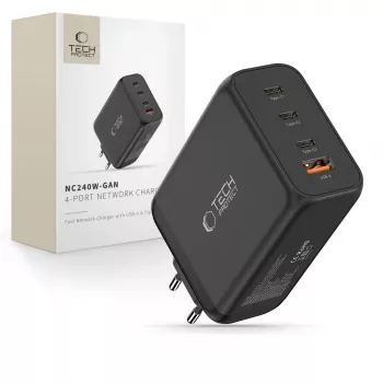 TECH-PROTECT NC240W-GAN încărcător de rețea 4 porturi PD 240W / QC3.0 negru