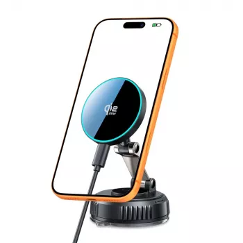 Suport auto magnetic MagSafe TECH-PROTECT V8 pentru parbriz și bord cu încărcare wireless 25W Qi2.2, negru