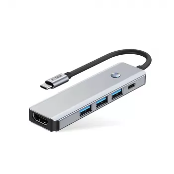 Adaptor hub TECH-PROTECT HB01 5IN1 Type-C + USB3.0 + HDMI 4K 60Hz + PD100W Space Grey