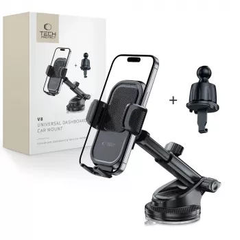Suport auto universal TECH-PROTECT V8 pentru bord și grilă, negru