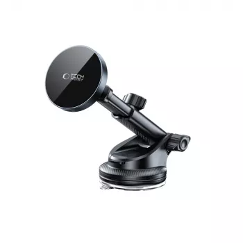 Suport auto magnetic MagSafe TECH-PROTECT MM15W-V5 pentru bord și grilă cu încărcare wireless 15W, negru/negru