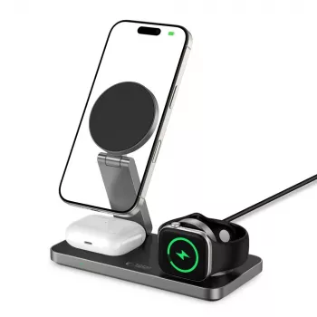 TECH-PROTECT QI15W-A47 Încărcător wireless magnetic MagSafe 3IN1, negru