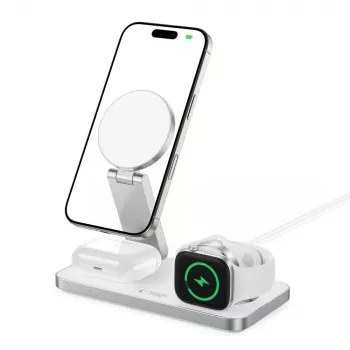 TECH-PROTECT QI15W-A47 Încărcător wireless magnetic MagSafe 3-in-1, alb
