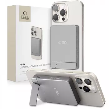 TECH-PROTECT PB14 LIFEMAG MagSafe Power Bank 5000mAh gri spațial