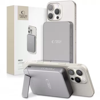 TECH-PROTECT PB15 LIFEMAG MagSafe Power Bank 10000mAh gri spațial