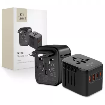 TECH-PROTECT TA200 Adaptor de călătorie EU / UK / US / AU negru