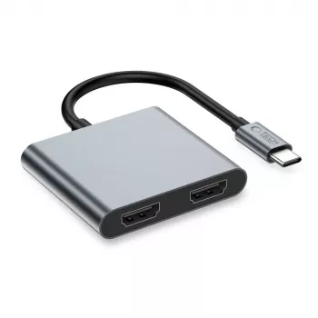 Adaptor hub TECH-PROTECT HB08 4 în 1 USB-C + USB 2.0 + 2x HDMI 4K 60Hz gri spațial