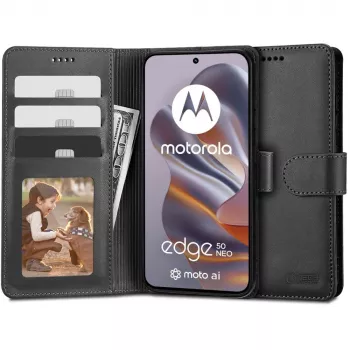 Tech-Protect Huscă tip portofel pentru Motorola Edge 50 Neo, neagră