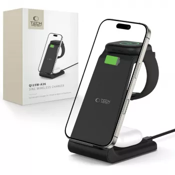 TECH-PROTECT QI15W-A36 Încărcător wireless 3-in-1 pentru Apple, negru