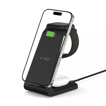 TECH-PROTECT QI15W-A36 Încărcător wireless 3-in-1 pentru Apple, negru