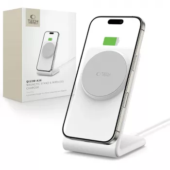 TECH-PROTECT QI15W-A38 Încărcător wireless magnetic MagSafe, alb