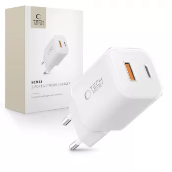 TECH-PROTECT NCM33 Încărcător de rețea cu 2 porturi PD 33W / QC3.0, alb