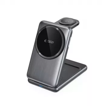 Încărcător wireless magnetic MagSafe QI15W-A42 3 în 1 TECH-PROTECT gri spațial