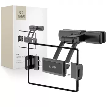 Suport auto extensibil TECH-PROTECT V2 pentru tabletă, montare pe tetieră, negru