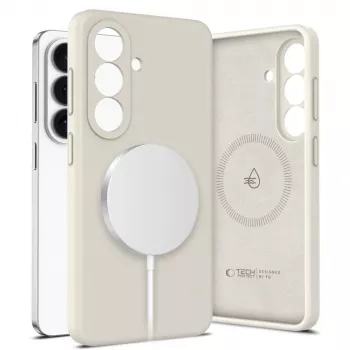 Tech-Protect Silicone MagSafe Case for Samsung Galaxy S26, Cosmic Latte