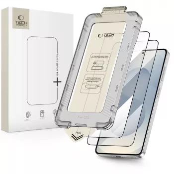 Folie de protecție din sticlă călită TECH-PROTECT Quick Set+ 2 bucăți pentru Samsung Galaxy S26 negru