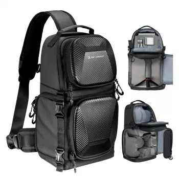 Geantă foto crossbody K&F Concept Sling 10L pentru aparat DSLR neagră KF13.176