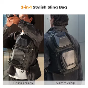 Geantă foto crossbody K&F Concept Sling 10L pentru aparat DSLR neagră KF13.176