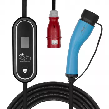 Încărcător EV portabil Akyga AK-EC-22, Type 2, ștecher CEE 5-Pin, trifazat, 32 A, 22 kW, LCD, 5 m